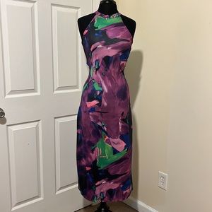 Beautiful purple green blue print maxi dress size S